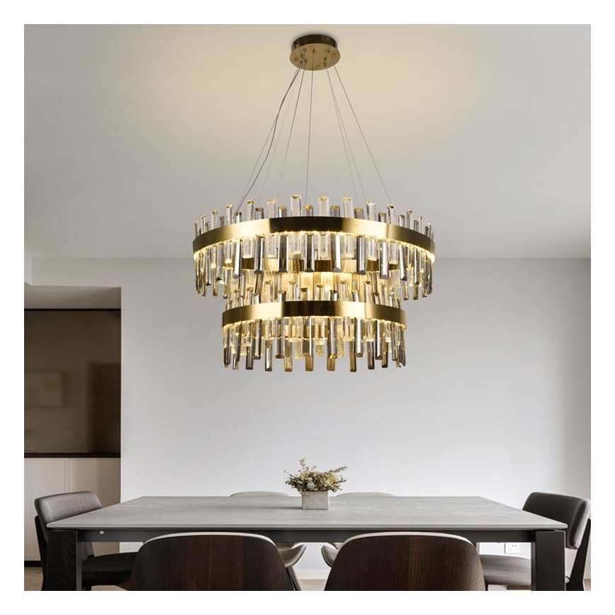 LED Himmennettävä kristalli kattokruunu johdossa LED/190W/230V 3000-6500K + kauko-ohjaus