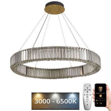 LED Himmennettävä kristalli kattokruunu johdossa LED/50W/230V 3000-6500K kromi/kulta + kauko-ohjaus