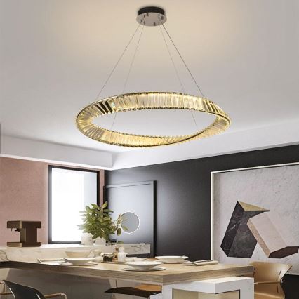 LED Himmennettävä kristalli kattokruunu johdossa LED/50W/230V 3000-6500K + kauko-ohjaus