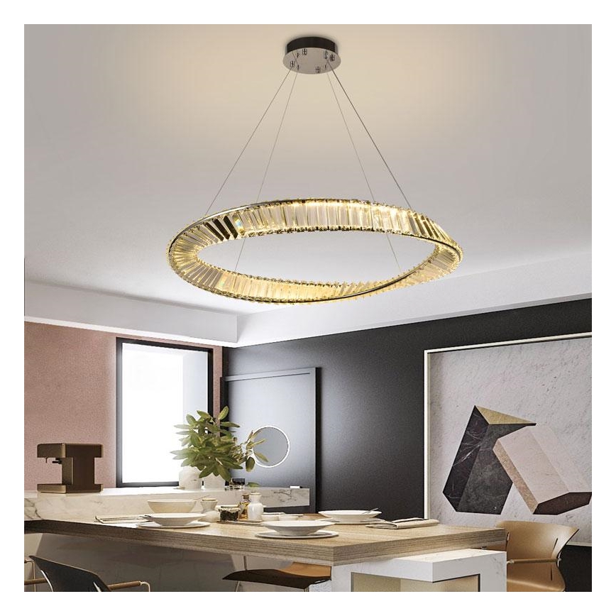 LED Himmennettävä kristalli kattokruunu johdossa LED/50W/230V 3000-6500K + kauko-ohjaus
