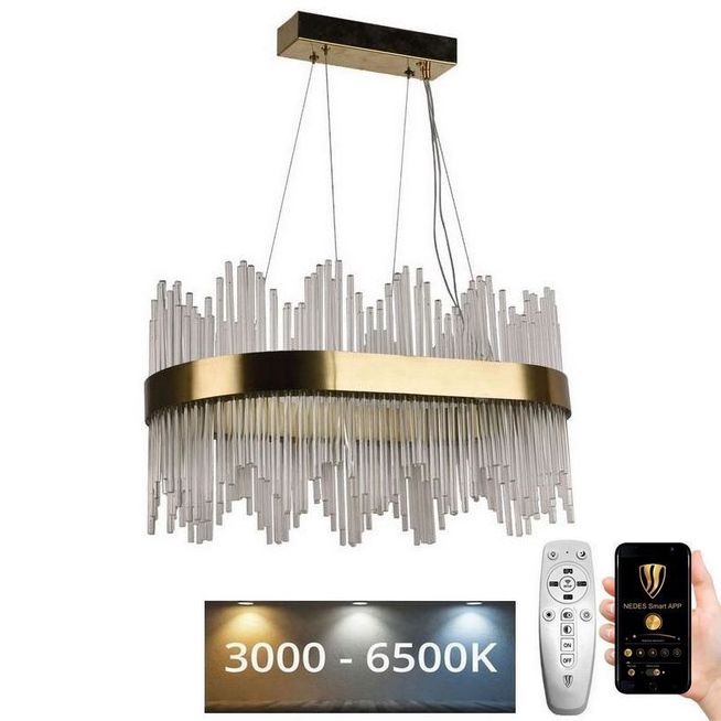 LED Himmennettävä kristalli kattokruunu johdossa LED/70W/230V 3000-6500K + kauko-ohjaus