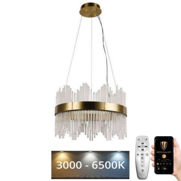 LED Himmennettävä kristalli kattokruunu johdossa LED/70W/230V 3000-6500K kulta + kauko-ohjaus