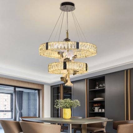 LED Himmennettävä kristalli kattokruunu johdossa LED/70W/230V 3000-6500K + kauko-ohjaus