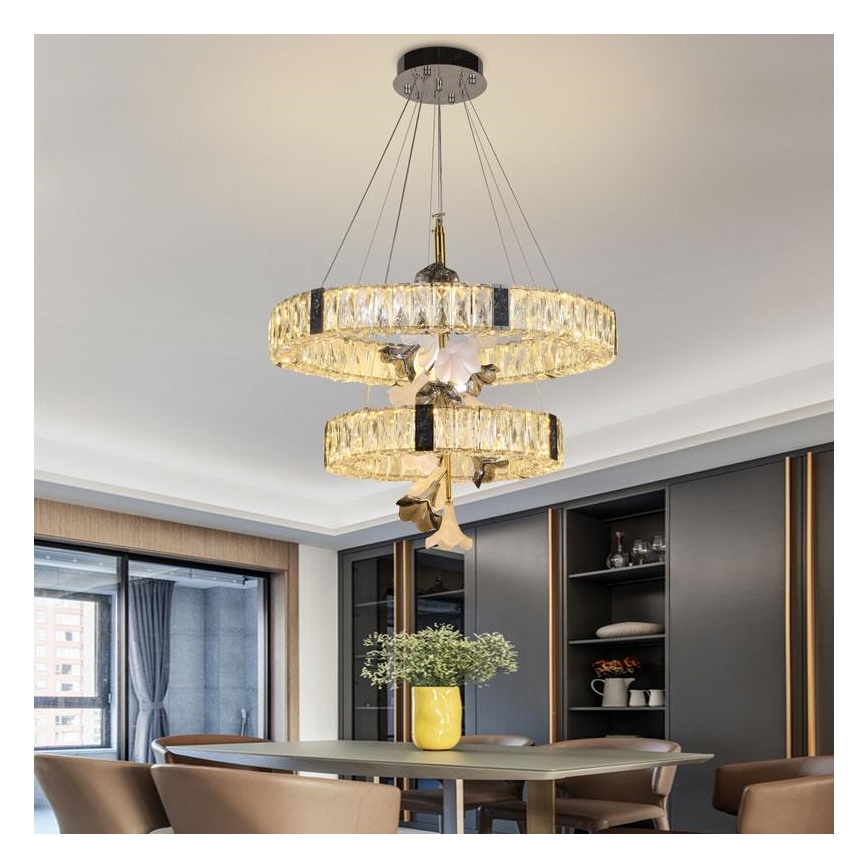 LED Himmennettävä kristalli kattokruunu johdossa LED/70W/230V 3000-6500K + kauko-ohjaus