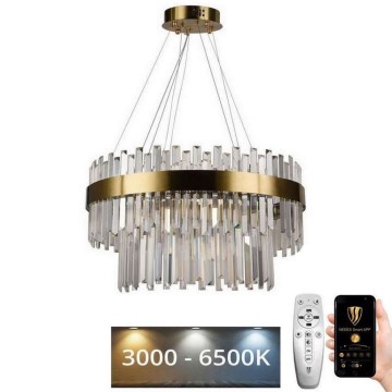 LED Himmennettävä kristalli kattokruunu johdossa LED/80W/230V 3000-6500K + kauko-ohjaus