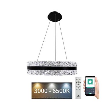 LED Himmennettävä kristalli kattokruunu johdossa LED/80W/230V 3000-6500K musta + kauko-ohjaus