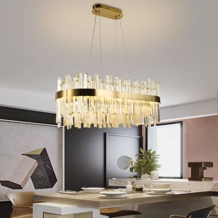 LED Himmennettävä kristalli kattokruunu johdossa LED/90W/230V 3000-6500K + kauko-ohjaus