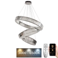 LED Himmennettävä kristallikruunu narussa LED/115W/230V 3000-6500K kiiltävä kromi + kauko-ohjaus
