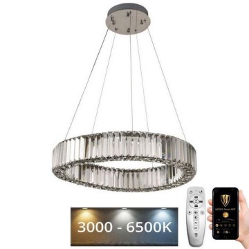 LED Himmennettävä kristallikruunu narussa LED/40W/230V 3000-6500K kiiltävä kromi + kauko-ohjaus