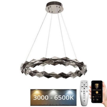 LED Himmennettävä kristallikruunu narussa LED/40W/230V 3000-6500K kiiltävä kromi + kauko-ohjaus