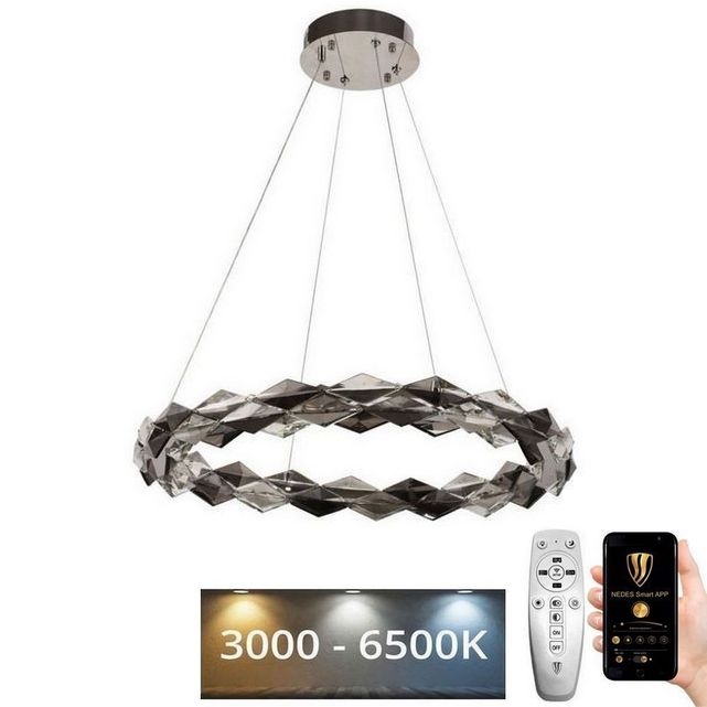 LED Himmennettävä kristallikruunu narussa LED/40W/230V 3000-6500K kiiltävä kromi + kauko-ohjaus