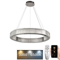 LED Himmennettävä kristallikruunu narussa LED/50W/230V 3000-6500K kiiltävä kromi + kauko-ohjaus