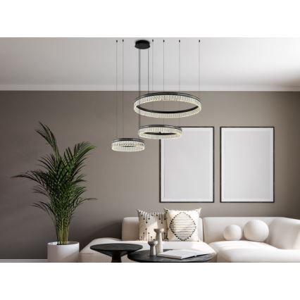 LED himmennettävä kristallikruunu vaijerilla THALIA LED/120W/230V 3000-6000K + kaukosäädin