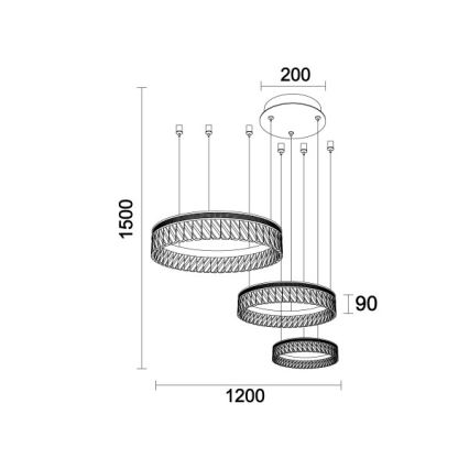 LED himmennettävä kristallikruunu vaijerilla THALIA LED/120W/230V 3000-6000K + kaukosäädin
