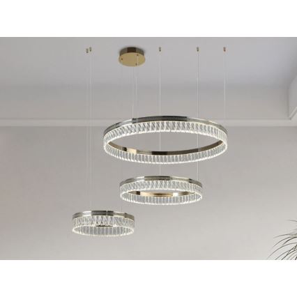THALIA himmennettävä LED-kristallikattokruunu vaijerikiinnityksellä LED/120W/230V 3000-6000K + kaukosäädin