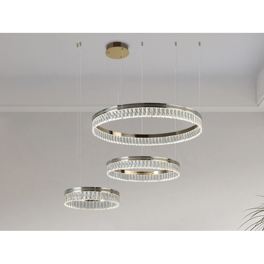 THALIA himmennettävä LED-kristallikattokruunu vaijerikiinnityksellä LED/120W/230V 3000-6000K + kaukosäädin