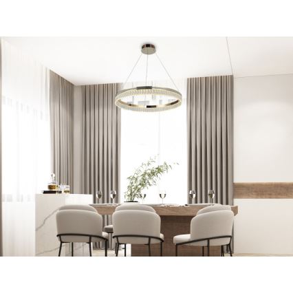 LED-himmennettävä kristallikruunu vaijerilla THALIA LED/55W/230V 3000-6000K Ø 80 cm + kaukosäädin