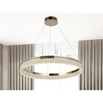 LED-himmennettävä kristallikruunu vaijerilla THALIA LED/55W/230V 3000-6000K Ø 80 cm + kaukosäädin