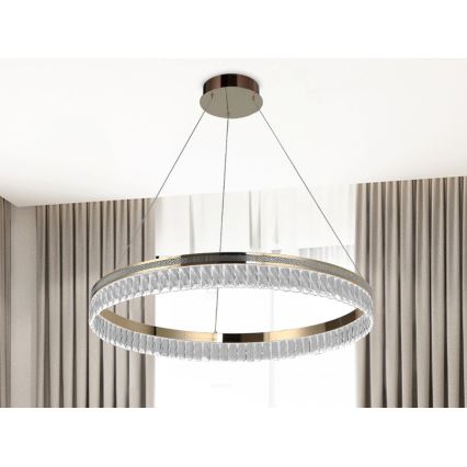 LED-himmennettävä kristallikruunu vaijerilla THALIA LED/55W/230V 3000-6000K Ø 80 cm + kaukosäädin