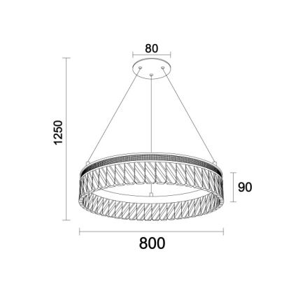 LED-himmennettävä kristallikruunu vaijerilla THALIA LED/55W/230V 3000-6000K Ø 80 cm + kaukosäädin