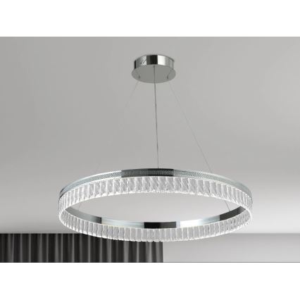 LED himmennettävä kristallikruunu vaijerilla THALIA LED/55W/230V 3000-6000K halkaisija 80 cm + kaukosäädin