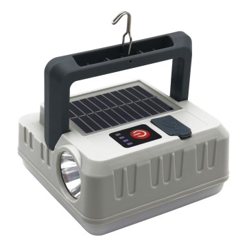 LED himmennettävä ladattava aurinkokennovalo powerbank-toiminnolla LED/1W/5,5V 8000K IPX4 1200 mAh harmaa