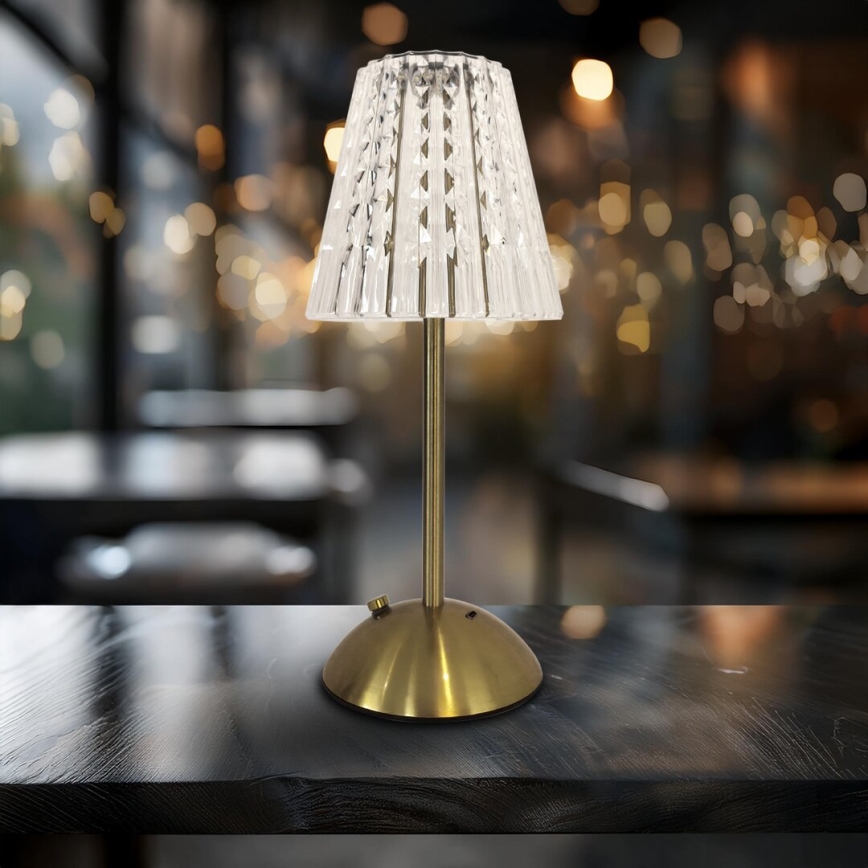 LED Himmennettävä ladattava kosketuspöytävalaisin ELBA LED/1,6W/800 mAh 3000/4000/6000K kulta/läpinäkyvä
