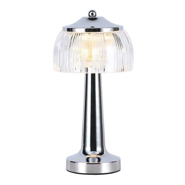 LED Himmennettävä ladattava kosketuspöytävalaisin LED/1W/5V 3000-6000K 1800 mAh kiiltävä kromi