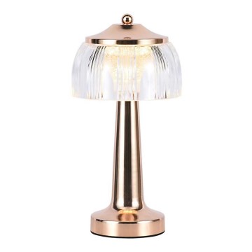 LED Himmennettävä ladattava kosketuspöytävalaisin LED/1W/5V 3000-6000K 1800 mAh Ruusukulta