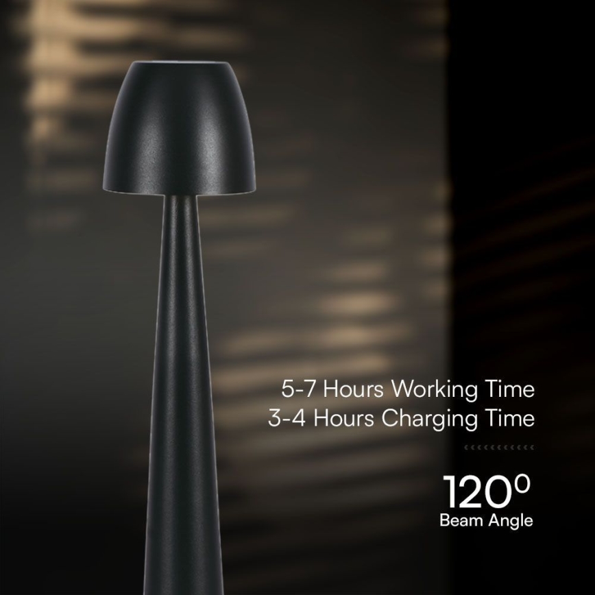 LED Himmennettävä ladattava kosketuspöytävalaisin LED/3W/5V 3000-6000K 1800 mAh musta