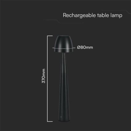 LED Himmennettävä ladattava kosketuspöytävalaisin LED/3W/5V 3000-6000K 1800 mAh musta