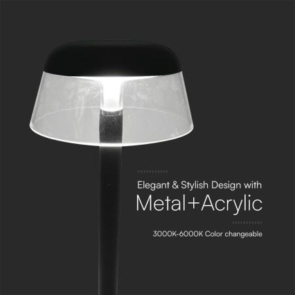 LED Himmennettävä ladattava kosketuspöytävalaisin LED/3W/5V 3000-6000K 1800 mAh musta