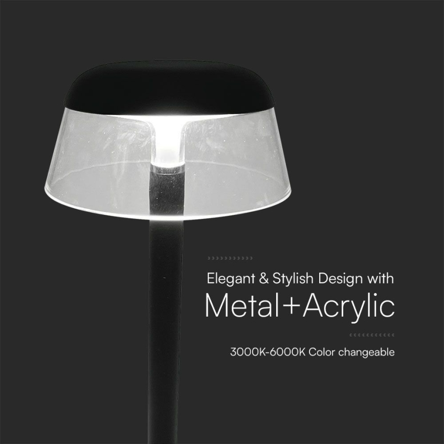 LED Himmennettävä ladattava kosketuspöytävalaisin LED/3W/5V 3000-6000K 1800 mAh musta