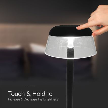 LED Himmennettävä ladattava kosketuspöytävalaisin LED/3W/5V 3000-6000K 1800 mAh musta