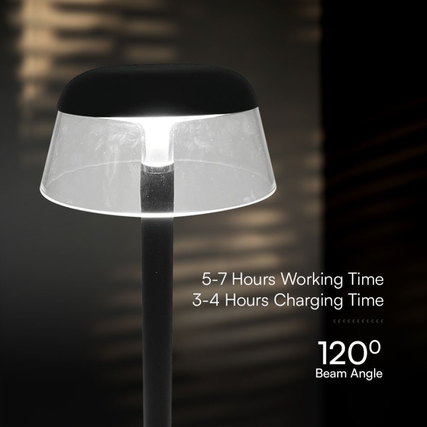 LED Himmennettävä ladattava kosketuspöytävalaisin LED/3W/5V 3000-6000K 1800 mAh musta