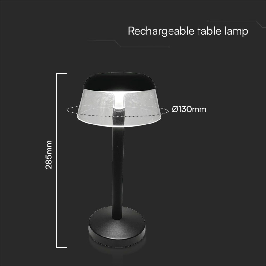 LED Himmennettävä ladattava kosketuspöytävalaisin LED/3W/5V 3000-6000K 1800 mAh musta