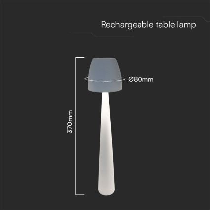 LED Himmennettävä ladattava kosketuspöytävalaisin LED/3W/5V 3000-6000K 1800 mAh valkoinen