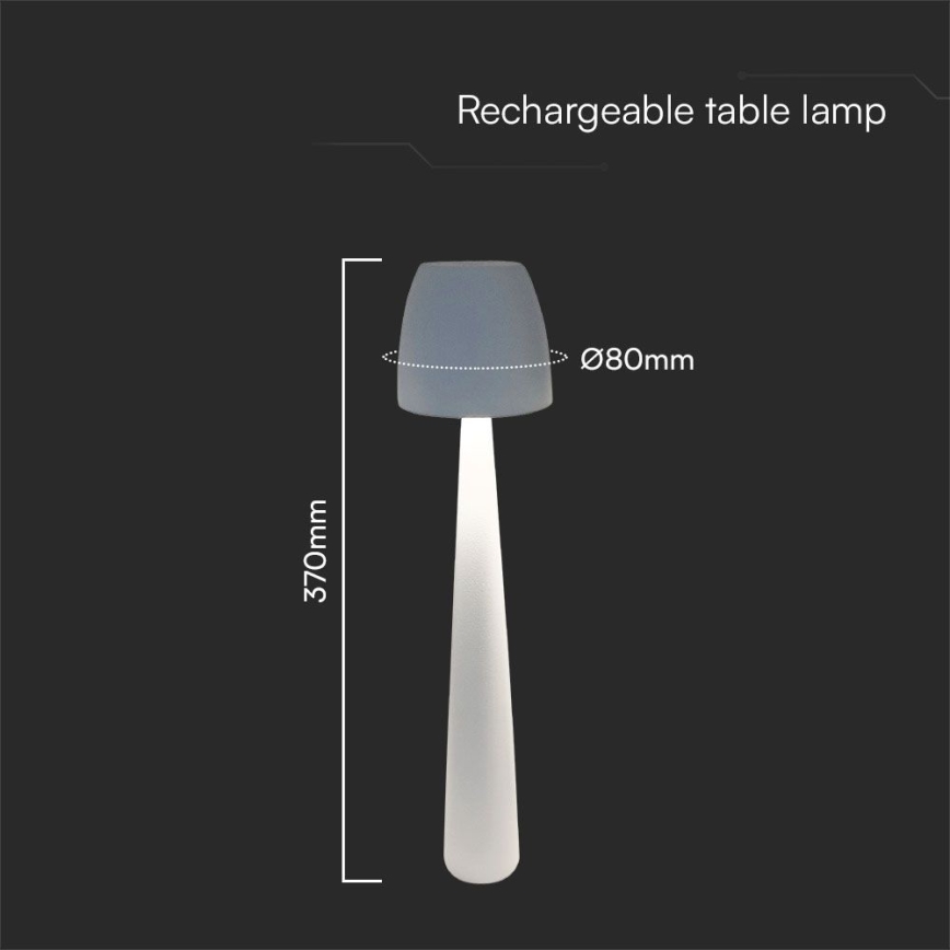 LED Himmennettävä ladattava kosketuspöytävalaisin LED/3W/5V 3000-6000K 1800 mAh valkoinen