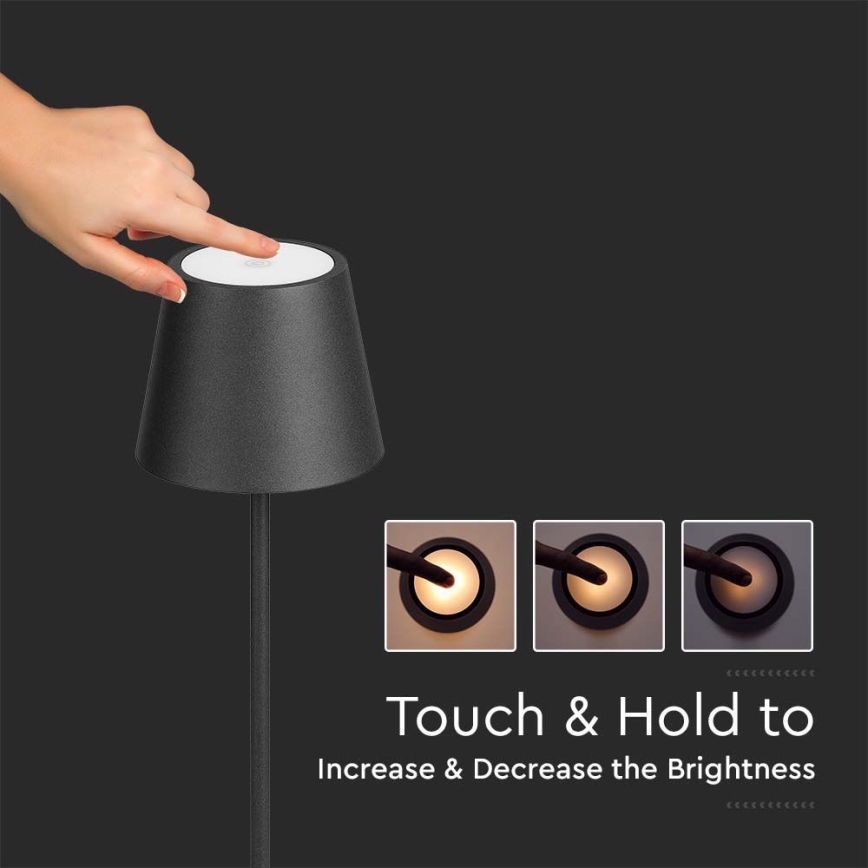 LED Himmennettävä ladattava lattiavalaisin 3in1 LED/4W/5V 4400 mAh 3000K IP54 musta