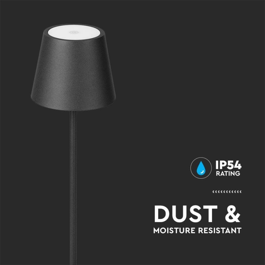 LED Himmennettävä ladattava lattiavalaisin 3in1 LED/4W/5V 4400 mAh 3000K IP54 musta
