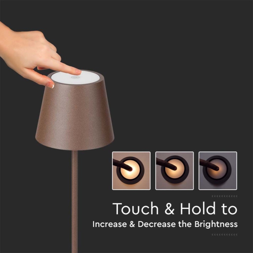 LED Himmennettävä ladattava lattiavalaisin 3in1 LED/4W/5V 4400 mAh 3000K IP54 ruskea