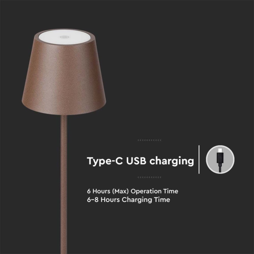 LED Himmennettävä ladattava lattiavalaisin 3in1 LED/4W/5V 4400 mAh 3000K IP54 ruskea