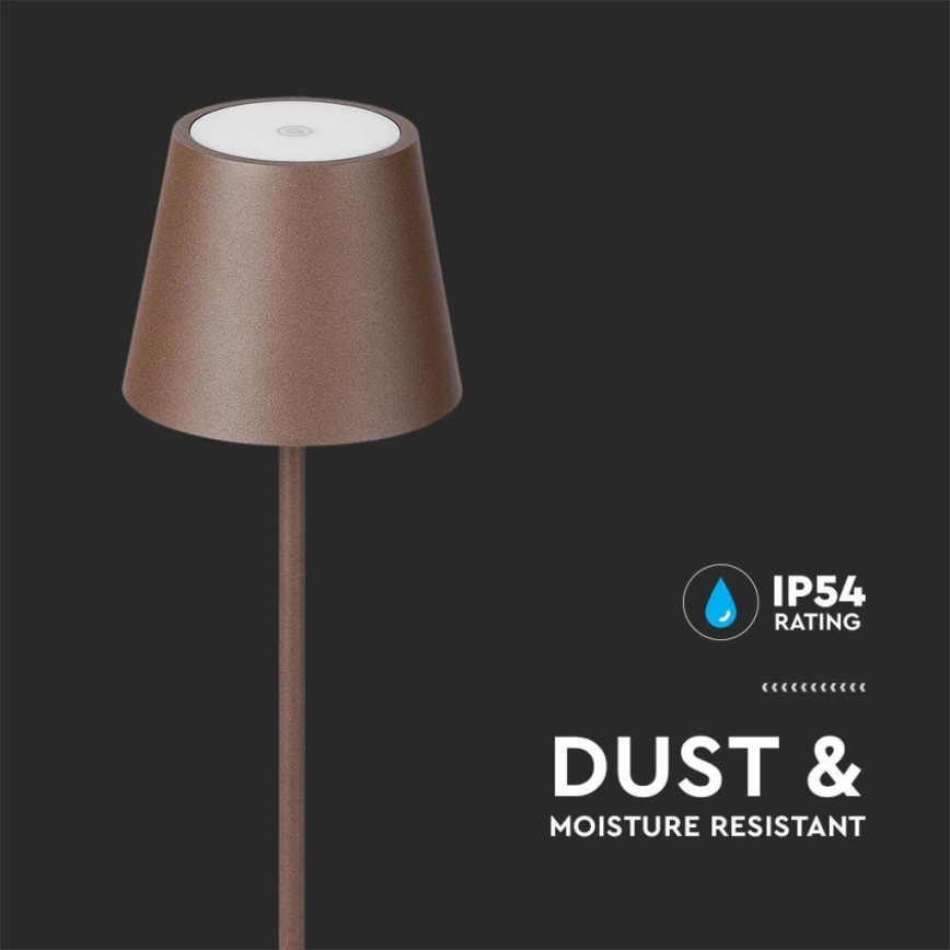 LED Himmennettävä ladattava lattiavalaisin 3in1 LED/4W/5V 4400 mAh 3000K IP54 ruskea