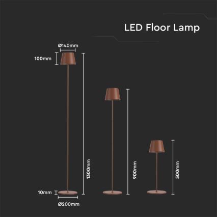 LED Himmennettävä ladattava lattiavalaisin 3in1 LED/4W/5V 4400 mAh 3000K IP54 ruskea