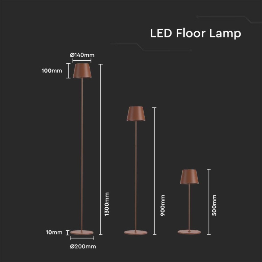 LED Himmennettävä ladattava lattiavalaisin 3in1 LED/4W/5V 4400 mAh 3000K IP54 ruskea
