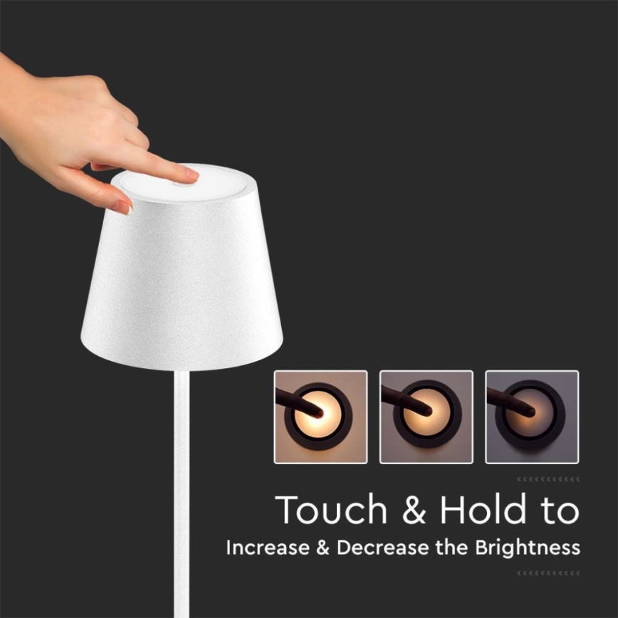 LED Himmennettävä ladattava lattiavalaisin 3in1 LED/4W/5V 4400 mAh 3000K IP54 valkoinen