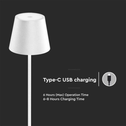 LED Himmennettävä ladattava lattiavalaisin 3in1 LED/4W/5V 4400 mAh 3000K IP54 valkoinen