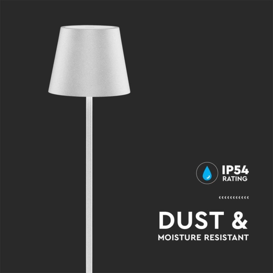 LED Himmennettävä ladattava lattiavalaisin 3in1 LED/4W/5V 4400 mAh 3000K IP54 valkoinen