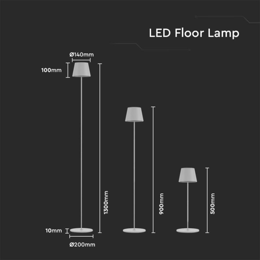 LED Himmennettävä ladattava lattiavalaisin 3in1 LED/4W/5V 4400 mAh 3000K IP54 valkoinen