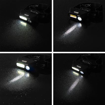 LED Himmennettävä ladattava otsalamppu 2xLED/5V IPX4 250 kiiltävä 2000 mAh